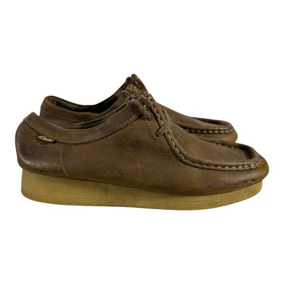 Clarks Wallabee Moc Toe Leather Shoes Women’s 6.5 Brown Crepe Sole Classic - Picture 4 of 7